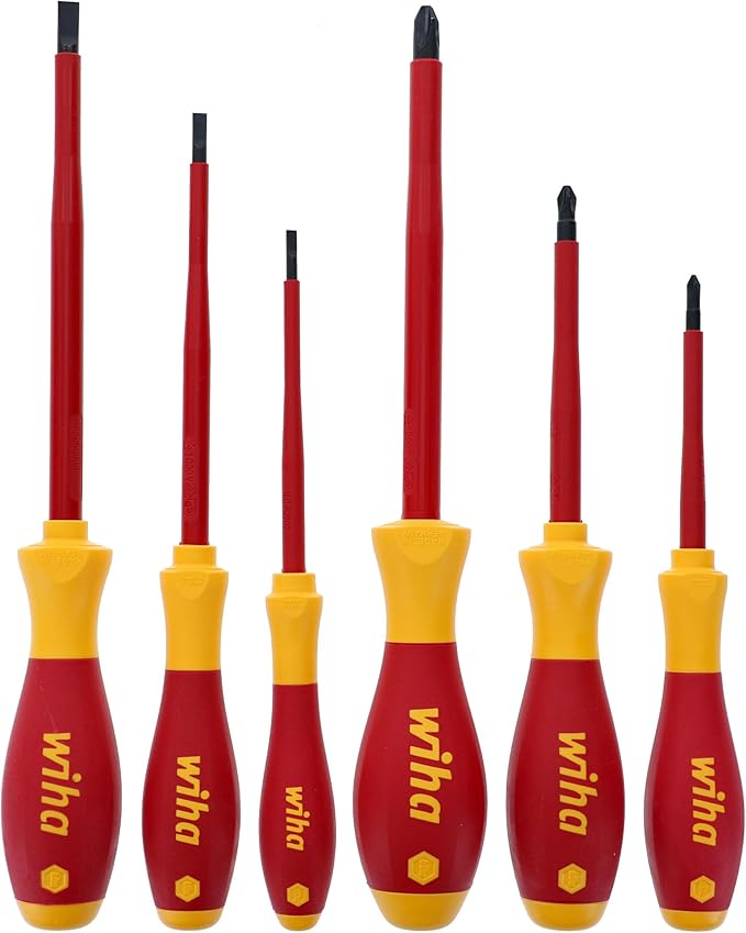 Wiha 32092 Slotted and Phillips Insulated Screwdriver Set, 1000 Volt, 5-Piece