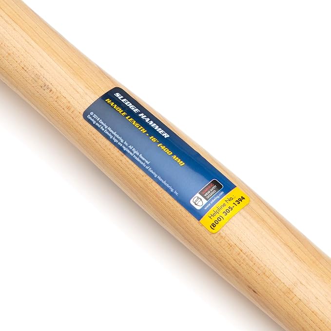 Estwing 2.5-Pound Hard Face Sledge Hammer - 16-Inch Hickory Handle, Ergonomic Grip, Durable Construction for Demolition & Stake Driving