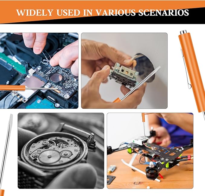 12 Pieces Pocket Screwdriver Mini Tops And pocket magnetic screwdriver with A Single Blade Head for Mechanical, Electrician (orange)