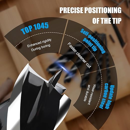 2PCS 1/2" x 6" Auger Drill Bit for Wood, Hex Shank Tri Flute Ship Auger Long Drill Bit for Soft and Hard Wood,Tree Stump,Plastic,Drywall and Composite Materials