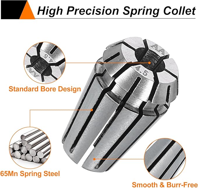 HARFINGTON Spring Collet Chuck ER11 4.5mm 65Mn Spring Steel Precision Router Collets for CNC Engraving Milling Lathe Tool