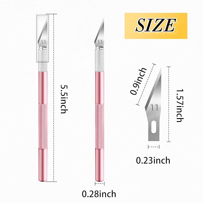 JTIEO Exacto Knife,74 Pack Hobby Knife with 4 Upgrade Sharp Hobby Knives and 70 Spare Exacto Knife Blades for Art,Stencil,Scrapbooking (Pink)