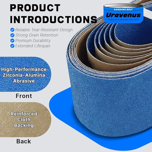 4 x 36 Inch Sanding Belts, 6 Pcs 80 Grit, Zirconia Sanding Belts for Metal Polishing, Woodworking, Surface Refining
