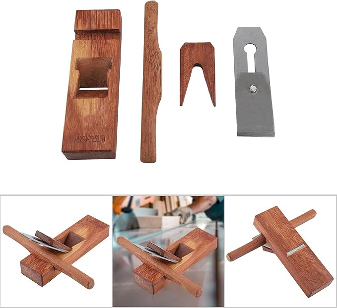 Vintage Brown Wooden Carpenter Woodworking Plane, 220mm, Assembly Kit Included