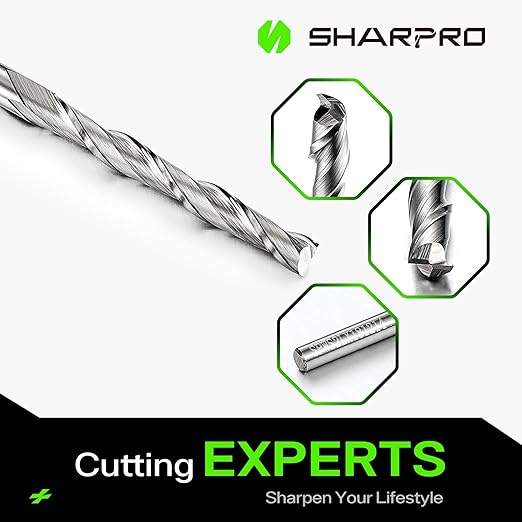 1/8 Upcut CNC Bit, 1/8 Inch Router Bit , Spiral Upcut Router Bits, 1'' CL. 2-1/4'' OVL. Carbide Upcut CNC Router Bits, Ideal for Wood Inlay, Plunge Plastic 3PCS