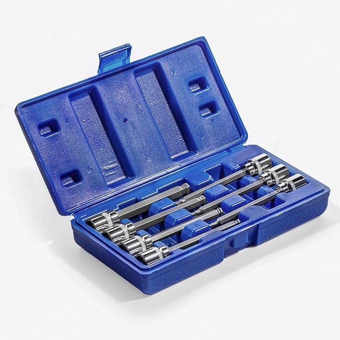 Stark USA 7-Piece 3/8-inch Drive Extra Long Ball End Hex Bit Socket Set, S2 Steel | SAE 1/8 to 3/8-inch | Carrying Case