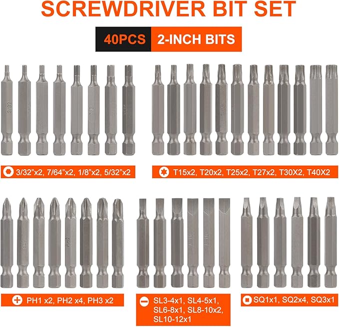 COMOWARE 200Pcs Drill Bit Set & Screwdriver Bit Kit - HSS/CR-V Multi-Purpose Bits in Transparent Storage Case, Impact Driver Accessories for DIY Projects, Home Repairs, Professional Use
