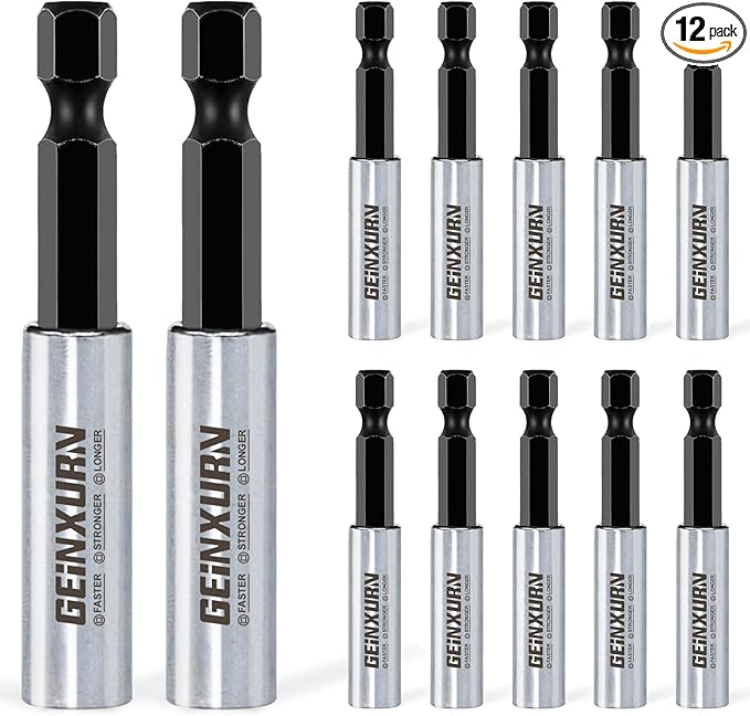 12Pc 2.5 Inches Screwdriver Bit Holders, Cr-V Extension Socket Drill Bit Magnetic Holder Hex Shank Quick-Change Drill Bit Guide