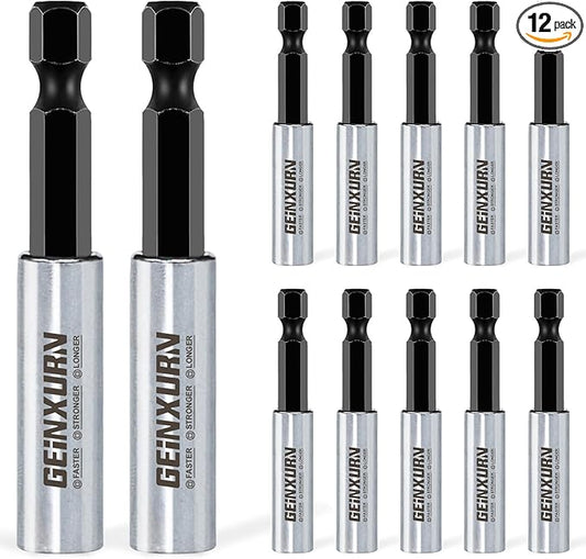 12Pc 2.5 Inches Screwdriver Bit Holders, Cr-V Extension Socket Drill Bit Magnetic Holder Hex Shank Quick-Change Drill Bit Guide