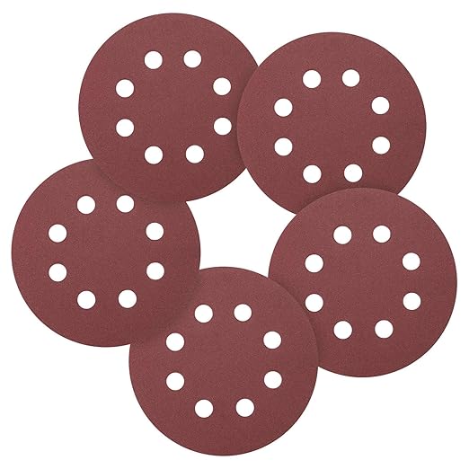 25 Pack 5 Inch Sanding Disc 320 Grit 8 Hole Round Hook and Loop Sandpapers Fit for Orbital Sander Automotive or Cars Repairing, Grinding or Polishing, Red