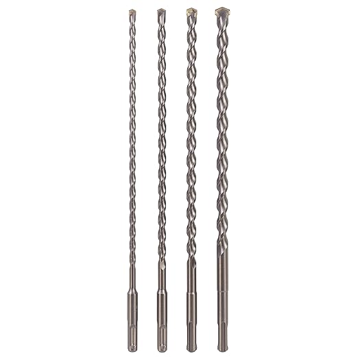 4-Piece 12in SDS Plus Drill Bit Set, Carbide Tipped, Rotary Hammer Drill Bits for Brick, Stone, Concrete (1/4" x 12", 5/16" x 12", 3/8" x 12", 1/2" x 12")