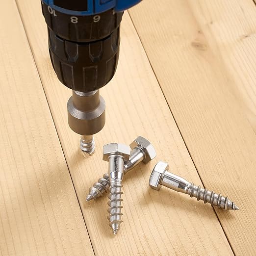 20 Pcs M10x2 Inch Lag Screw Kit with Washers Hex Head Lag Screws for Indoor 304 Stainless Steel 18-8 Medium Sized Wood Structure Fastening Reinforcement
