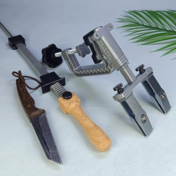 FELBIFSLI Professional Knife Sharpener with 9 Whetstones and Diamond Stones, 360째 Rotation Flip Design Fixed-Angle Aluminum Alloy Kitchen Chef Knife Sharpening Kit Abrasive Holding System Tools