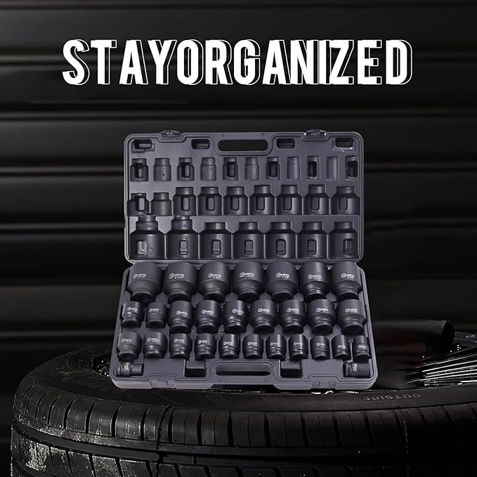 29-Piece 3/4" Drive Impact Socket Set, SAE 3/4" to 2-1/2", 6-Point Design, Rugged Construction, with Heavy-Duty Storage Case ??Ideal for Auto Repair & Household Use