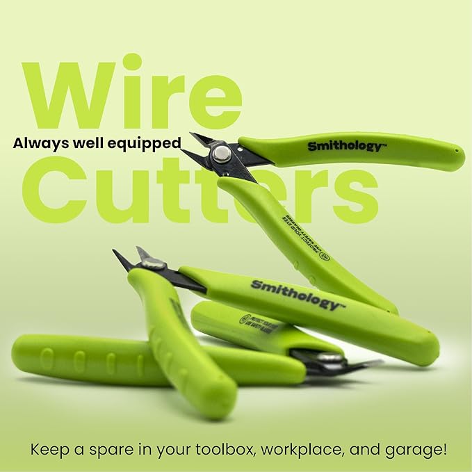 Smithology 4.8??Micro Flush Cutters 3PCS | Made from High Carbon Steel with Hidden Springback Design & Non-Slip Handles for Trimming Metal Wires, Zip Ties, Cables, Circuit Boards, & DIY Projects