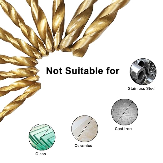 230 Pcs Drill Bit Set(1/16??1/2??, 135째 Tip Titanium Coated High Speed Steel, Twist Drill Bit Kit for Iron, Aluminum Alloy, Copper, Wood, Plastic, with Hard Storage