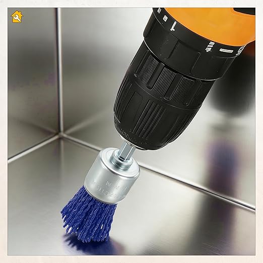 Wire Pen Brush for Drill, 1pcs 1in Crimped Wire Brush for Drill with 1/4in Hex Shank, [for Light Rust Deburring Paint Removal] - 0.05in Nylon Wire/240 Grit