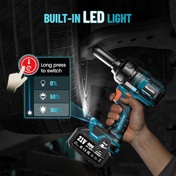 Seesii Impact Wrench 886 Ft-lbs(1200N.m), 1/2 High Torque Impact Gun with 21V 2x4.0Ah Battery, Electric Impact Driver, 2900IPM, 5 Socket, Cordless Impact Wrench for Home Car/Mower/Pickup/Truck RV