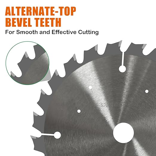 7-1/4” Circular Saw Blade for Wood, 24T TCT Cutting Blade, Fine Finish Crosscut Angled Bevels Framing Ripping for Plywood, Melamine, Oak, Pine, Laminate, Chipboard, 5/8"