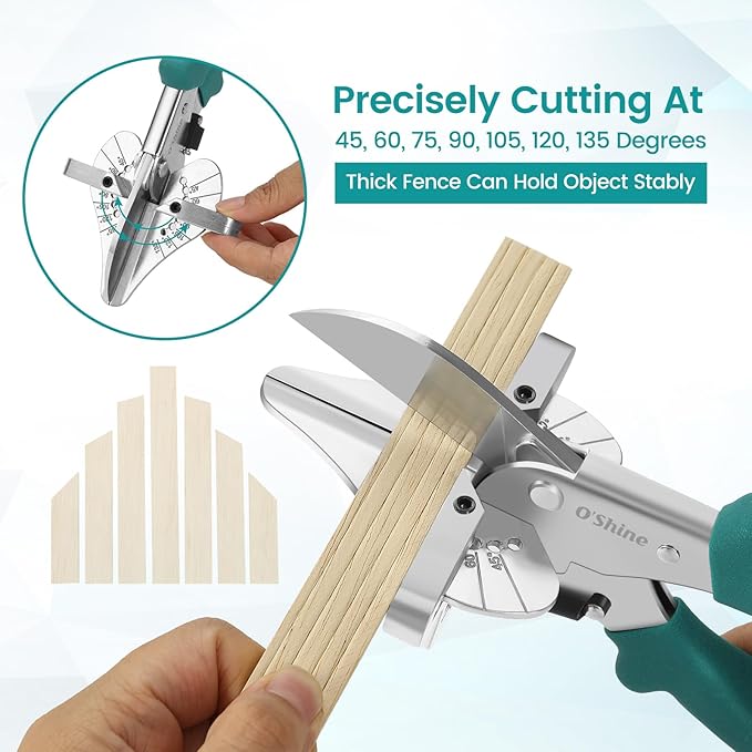 O?셎hine Long Handle Miter Shears, Quarter Round Cutting Tool For Molding Wood, 45~135 Multi Angle Shoe Molding Cutters, Trim Cutter Hand Tool For Angular Cutting Moldings Crafting, w/ 1pc Extra Blade