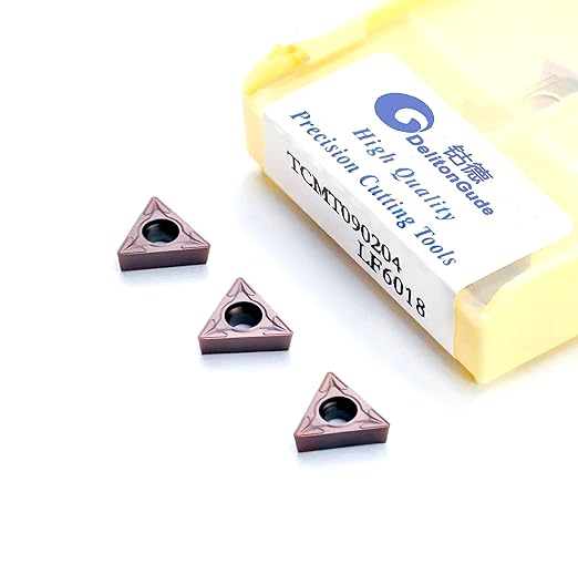 10Pcs TCMT090204 Lathe Indexable Solid Carbide Milling Turning Insert for The Finishing of Steel and Other Metal (TCMT090204 LF6018)