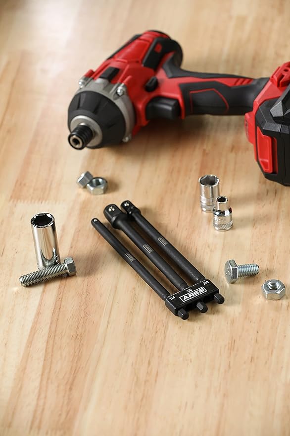ARES 22023-6-Inch Impact Grade Socket Adapter Set - Turns Impact Drill Driver into High Speed Socket Driver - 1/4-Inch, 3/8-Inch, and 1/2-Inch Drive
