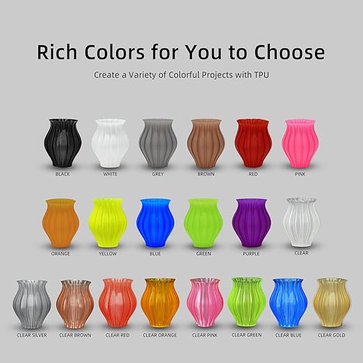 Geeetech TPU Filament 1.75mm ??95A Flexible 3D Printer Filament with High Elasticity, 1KG (2.2lbs) Spool, Dimensional Accuracy 짹0.03mm, Fits Most FDM Printers, Green