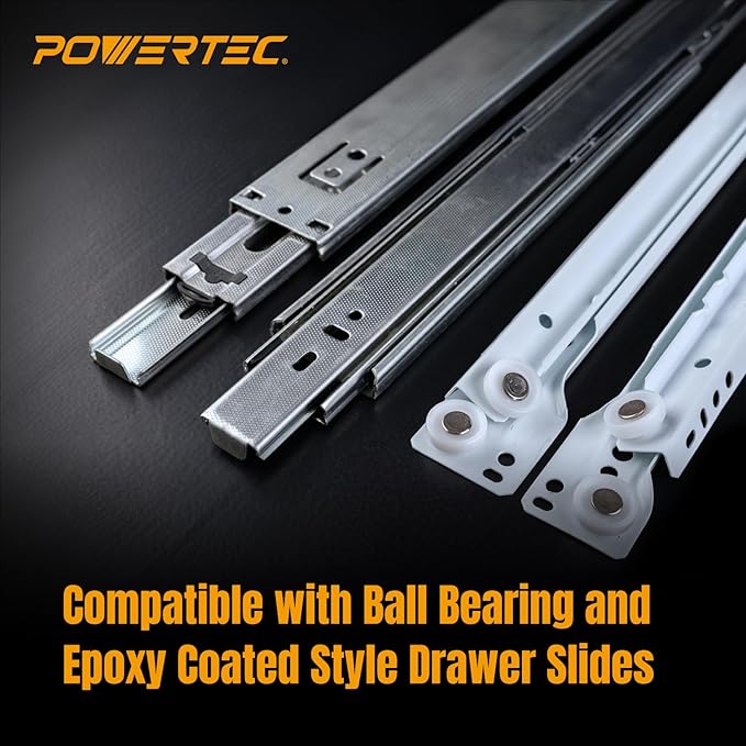 POWERTEC Drawer Slide Jig Set ??Drawer Slide Installation Tool for Cabinets Desks Dressers Kitchen Drawers and Woodworking Projects ??Supports Framed & Frameless Cabinets (72349)