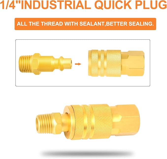 GASHER Brass 1/4" NPT Male Industrial Air Plug, Pneumatic Plugs 300PSI (20-Pack)