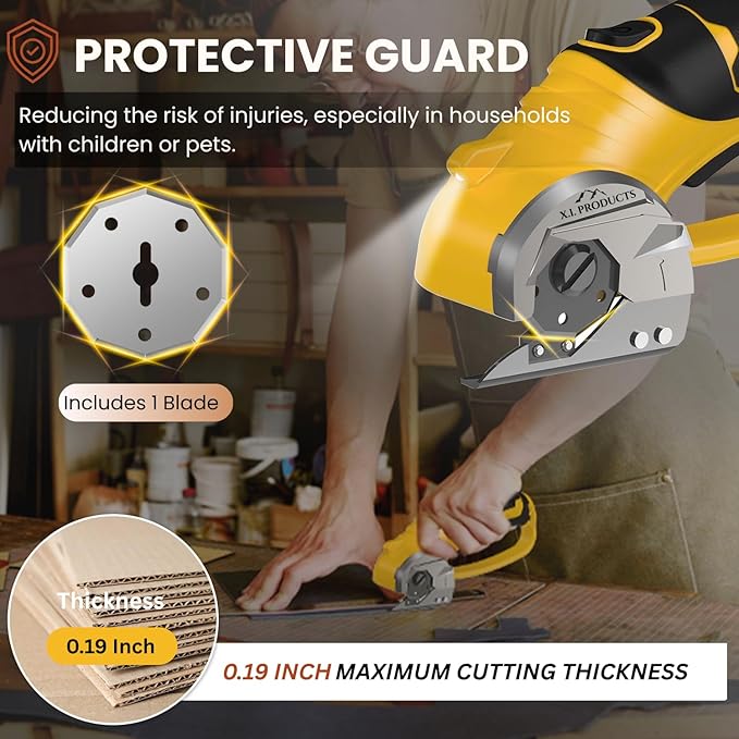 Cordless Electric Scissors ??4V Rotary Fabric & Cardboard Cutter ??Light-Duty Carpet Cutting Tool for Crafting and Home Use ??Portable Rechargeable Box Cutting Machine with Replaceable & Extra Blade