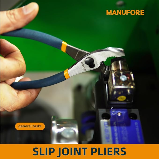 MANUFORE 3-Piece Pliers Set, 6 Inch Long Nose,6 Inch Slip Joint, 8 Inch Water Pump Pliers, Multi-Purpose Hand Tools for DIY and Home Use
