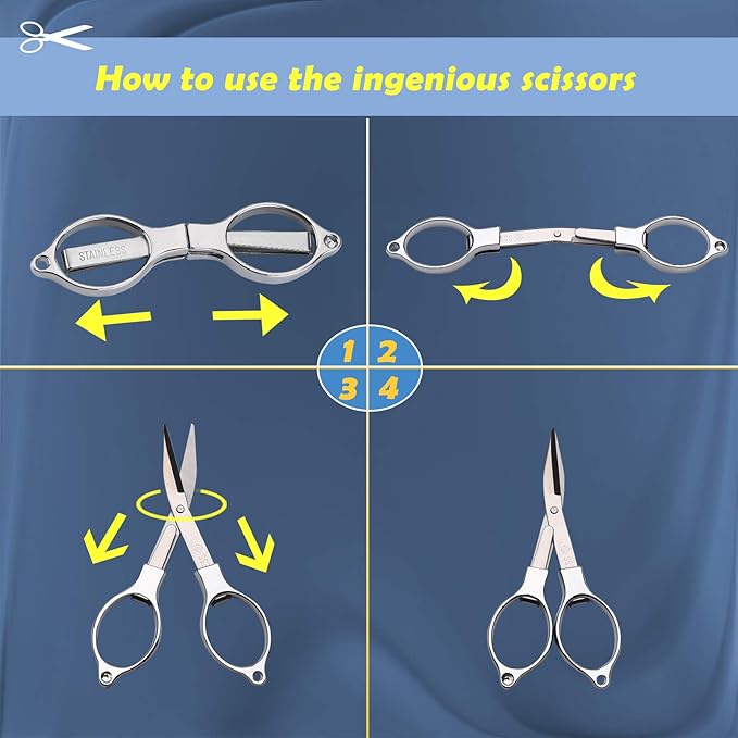 firiKer Home Office Travel Folding Scissors, Stainless Steel Telescopic Cutter, Christmas Stocking Stuffers for Men & Women, Christmas Gifts Stocking Stuffer Ideas, Trip Scissors for Xmas gift