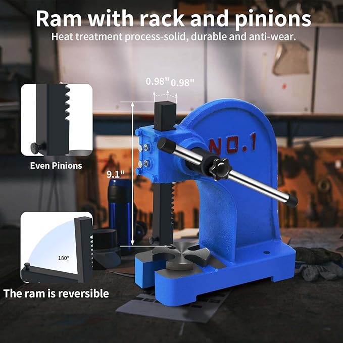 Arbor Press 1 Ton,Manual Desktop Punch Press Machine,5.5" Work Height,Manual Arbor Press Cast Iron Body,for Punching, Bending and Other Pressing Applications