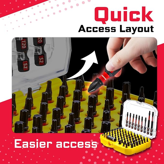 83Pieces Impact Screwdriver Bits Set, Magnetic S2 Steel Torx/Security Torx Insert Power Bits Tips Set with Impact Bit Holder and 1/4?쒾ocket Adapter (Yellow Storage Box Case)