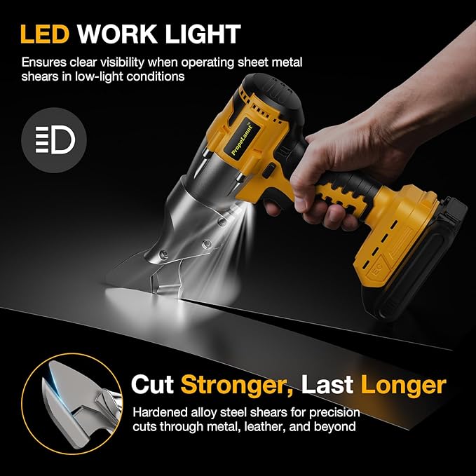 Cordless Metal Shears for Dewalt 20V Max - 14GA Steel Metal Cutter, 360째 Pivoting Head, 400Nm Torque Cutting Stainless Sheet, Iron, Carpet, Leather, Cardboard(NO Battery)