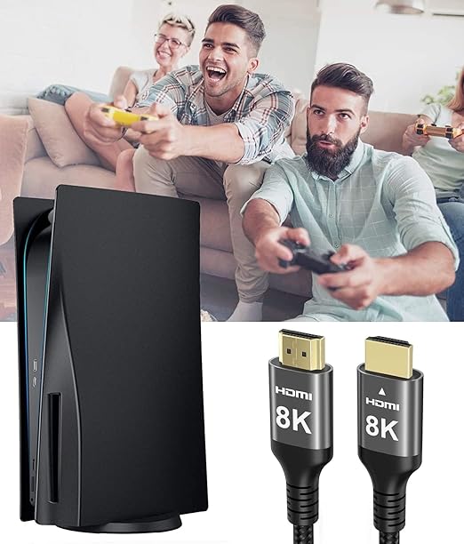 8K HDMI Cable 48Gbps 33 FT, Nylon Braided High Speed HDMI짰 Cable 4k 120Hz 2k 165Hz 8k 60Hz 12bit eARC ARC Dolby Atmos HDR10+ HDCP2.3 Compatible for Gaming PC TV Soundbar Monitor Mac PS5 Xbox