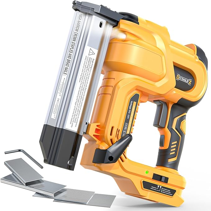 18GA Cordless 2" Brad Nailer Compatible with DeWalt 20V (Tool Only), 2-in-1 Nail & Staple Gun, Tool-Free Jam, Adjustable Depth, 2 Modes with 400 Nails/Staples for Woodworking,Trim,Carpentry