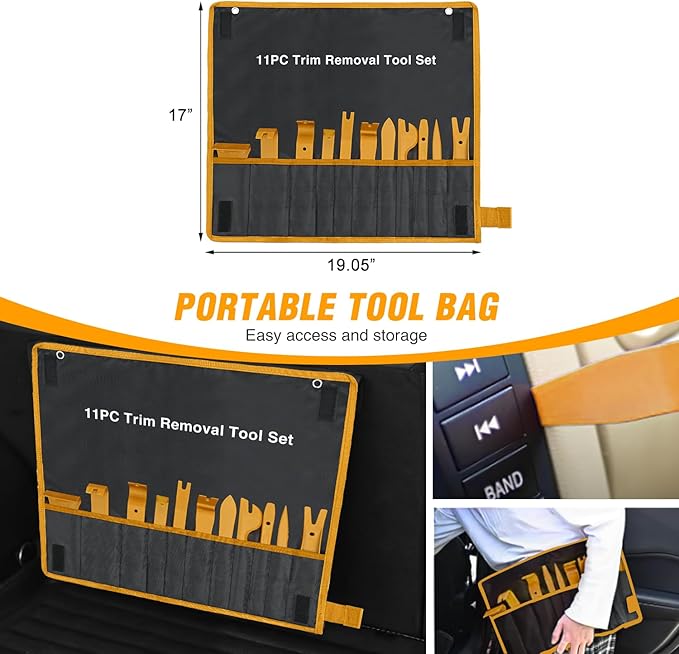 GOOACC 11PCS Auto Trim Removal Tool Kit No-Scratch Tool Kit for Car Audio Dash Window Molding Fastener Remover Tool Kit-Yellow