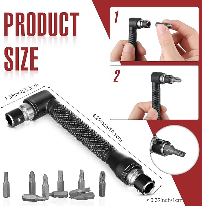 Therwen 18 Pcs Flexible Drill Bit Extension Set 105째 Right Angle Drill Bit Attachment 1/4, 3/8, 1/2 Inch Hex Adapter Socket Socket Wrench Bendable Magnetic Extender Screwdriver Electric Manual Tool