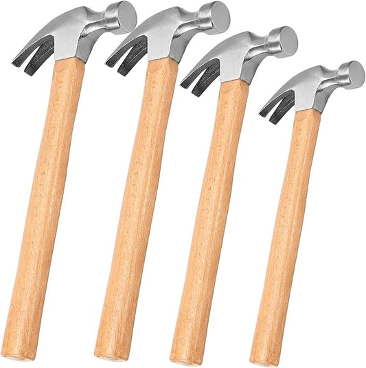 FUNSUEI 4 PCS 8/18/26 OZ Claw Hammer set, Straight Claw Hammer, Carbon Steel Rip Claw Hammers with Wood Handle for Prying Nails, Woodworking, Repairing
