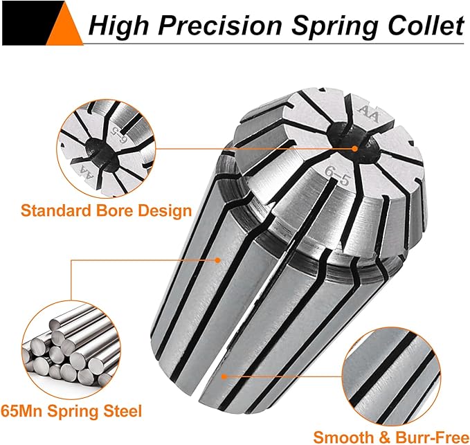 HARFINGTON Spring Collet Chuck ER20 6mm 65Mn Spring Steel Precision Router Collets for CNC Engraving Milling Lathe Tool