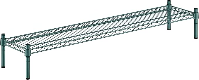 12" x 54" x 8" Green Epoxy Wire Storage Shelf, Dunnage Rack, Commercial 1 Tier Small Shelf