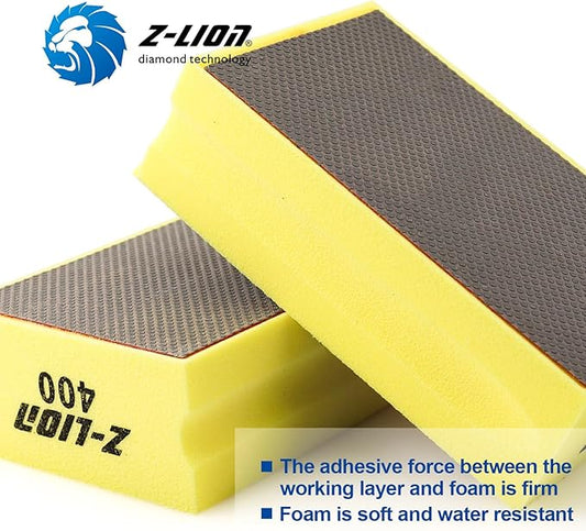 Z-Lion Electroplated Diamond Hand Polishing Pad Foam Back for Granite Marble Stone Glass Ceramic (400#)