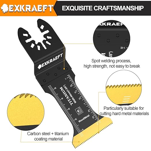 50 PCS Oscillating Tool Blade, Universal Titanium Multi Tool Blades for Metal Nails Wood Plastic and Hard Material, Oscillating Saw Blades Fit Dewalt Milwaukee Ryobi Rockwell Fein
