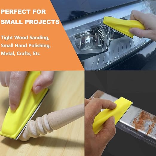 70 PCS Hand Sander Kit, 3.5??X 1?쒶icro Sander Finger Sander Small Sanding Tool for Tight Narrow Spaces, 80 120 180 240 320 400 600 Grit Wet Dry Hook & Loop Sandpaper for Crafts, Wood Projects, Metal