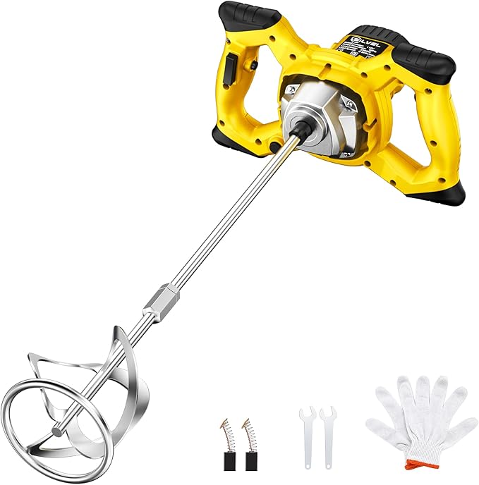 SILVEL Cement Mixer, 2300W Handheld Electric Concrete Mixer, Portable Mortar Mixer with 6 Adjustable Speed, 110V Mud Mixer for Mixing Mud, Cement, Mortar, Paint, Fodder