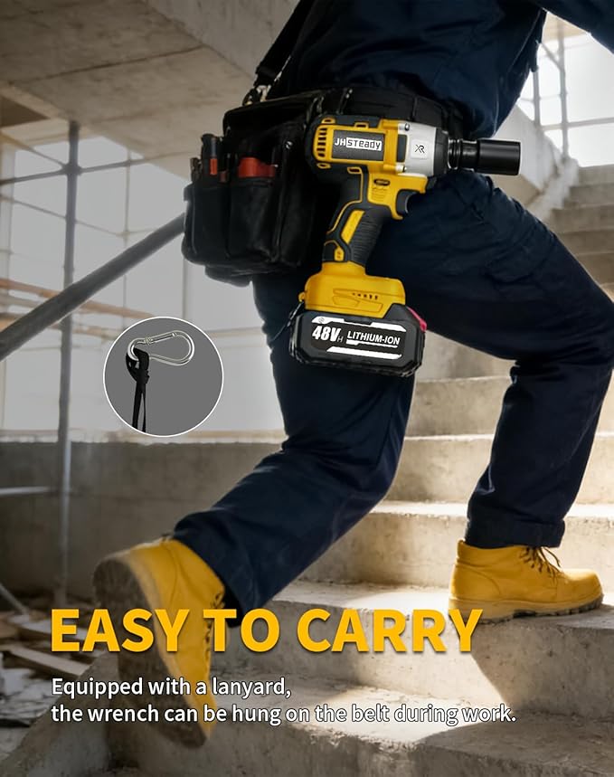 48V Cordless Impact Wrench, 1/2 Impact Gun, 4-Speed Brushless High Torque Impact Gun with LED Light, Precision Power Wrench