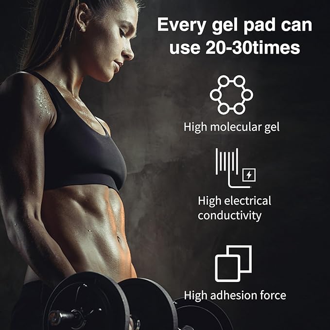 PAMASE 50/80 Pcs Gel Pads for Abs Stimulator - Replacement Pads for Abdominal Muscle Trainer, Reusable Ab Workout Toner Belt Accessory