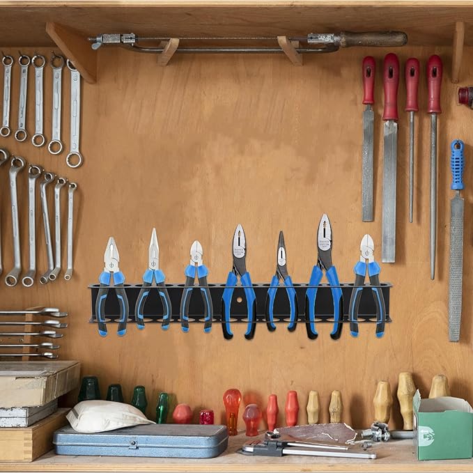 Screwdriver Organizer, Carbon Steel Screwdriver Holder, Garage Tool Organizer Wall Mount for Pliers, Wrenches & Nut Driver, Utility Storage Rack for Workspace, Workshop, Shed (15.7?섃셂/14 Holes)
