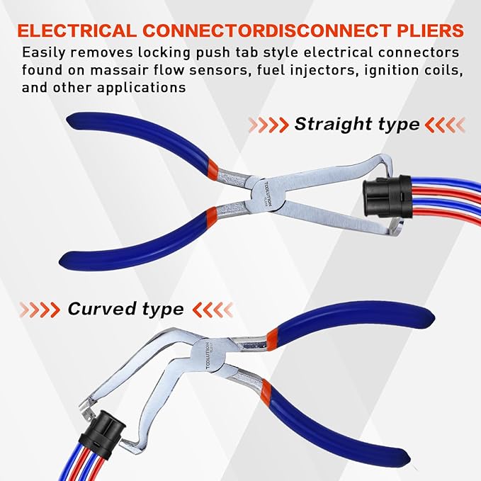 8-Piece Hose Clamp, Fuel Line, Electrical Disconnect Snap Ring Pliers Kit with Internal External Circlip Pliers, C Clip, Lock Ring Tools, Heavy Duty 45Steel, Ergonomic Non-Slip Handles